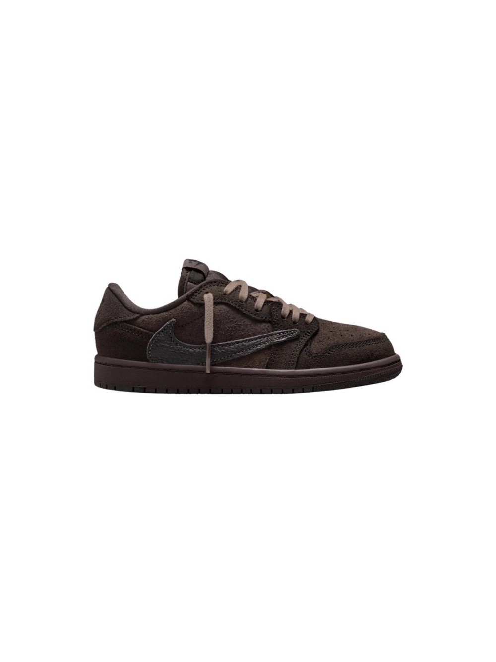 Travis Scott Kids Low-Top Sneaker in Dark Brown with Black Swoosh